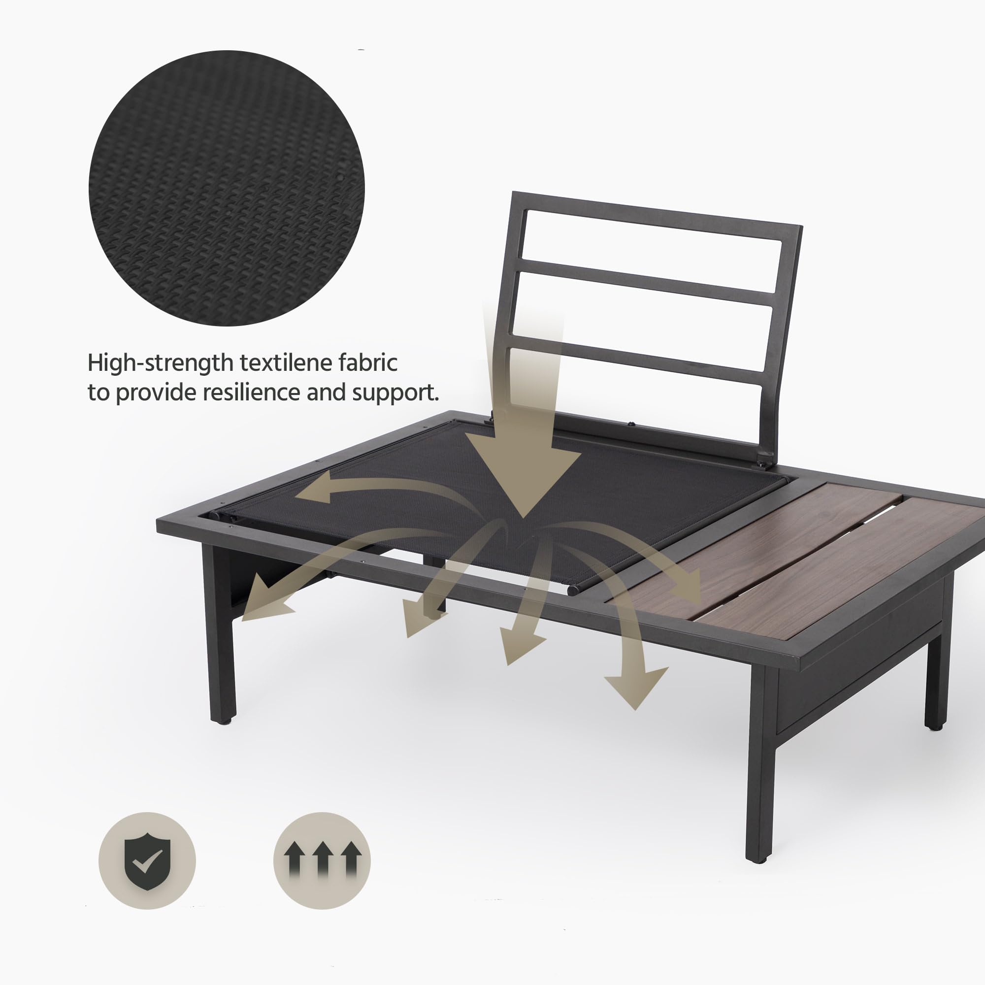 LAUSAINT HOME Patio Furniture Set, Outdoor Conversation Sets with Coffee Table