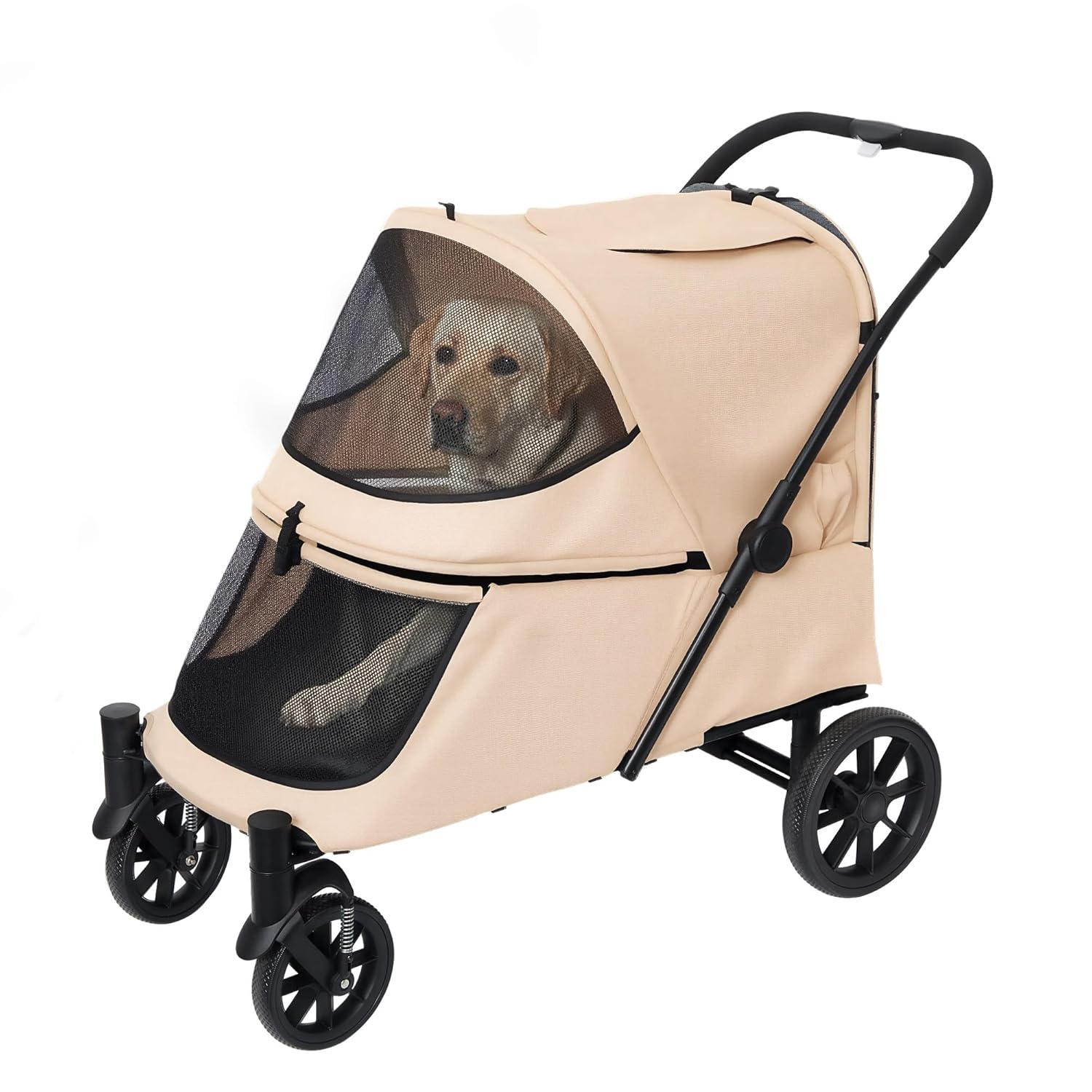 LAUSAINT HOME Pet Stroller, 4-Wheel Foldable Dog Cat Stroller for Medium/Large Pets