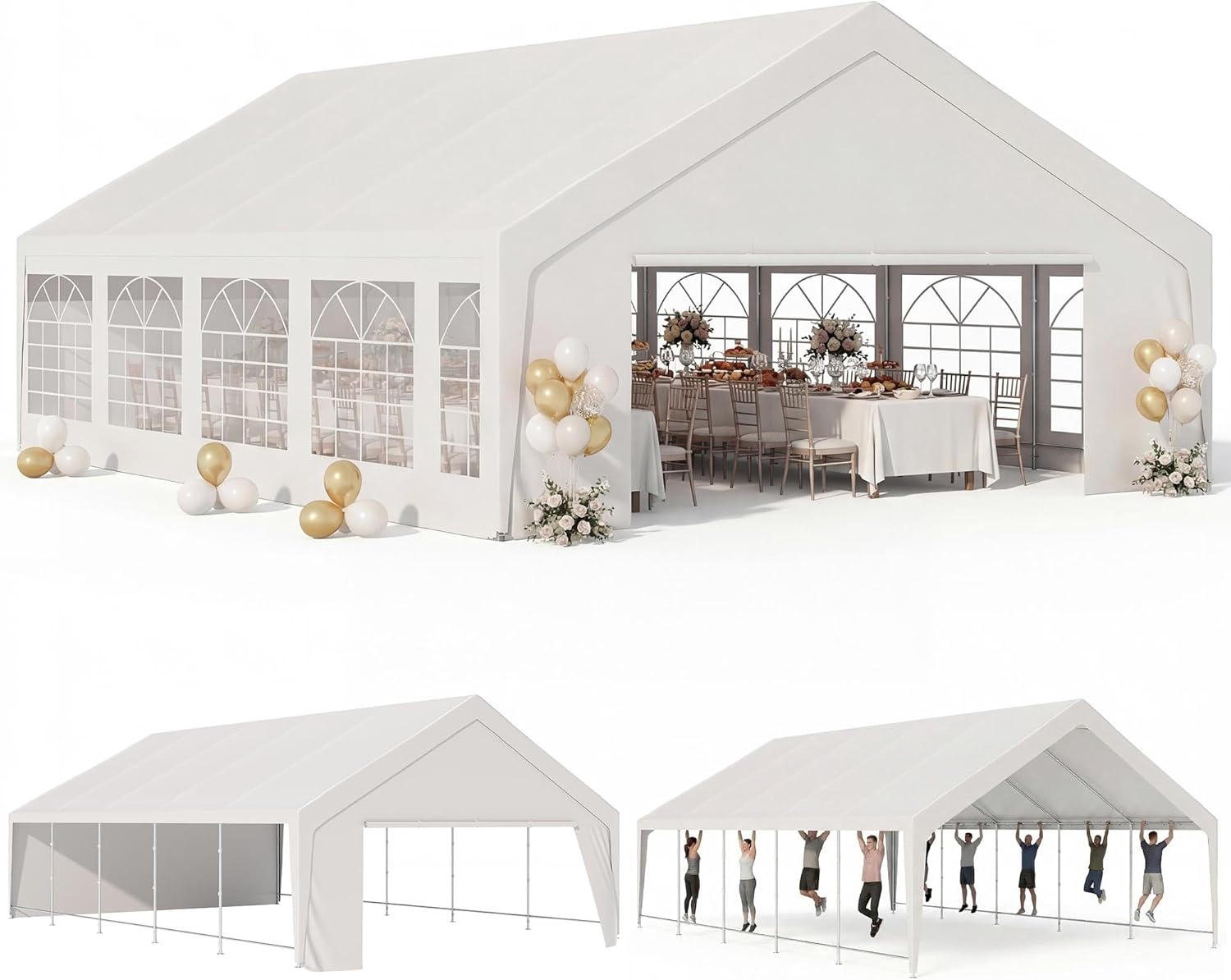 LAUSAINT HOME Party Tent Canopy, Waterproof Heavy-Duty Event Shelter with Removable Sidewalls