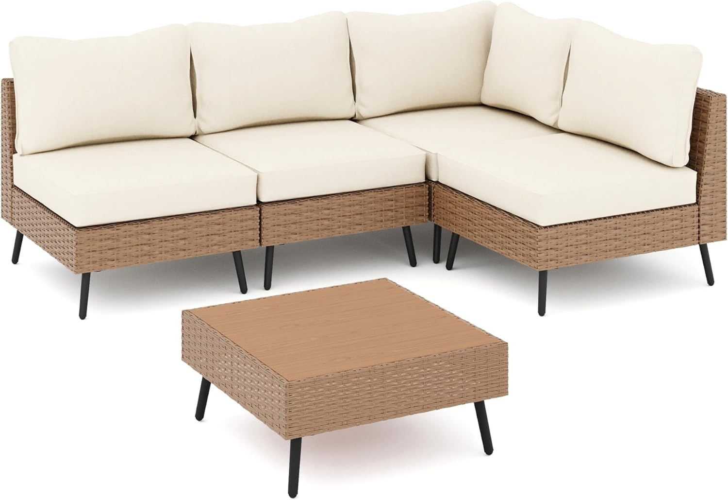 LAUSAINT HOME Outdoor Patio Furniture, 8 Piece Outdoor Sectional Sofa PE Rattan Wicker Patio Conversation Sets