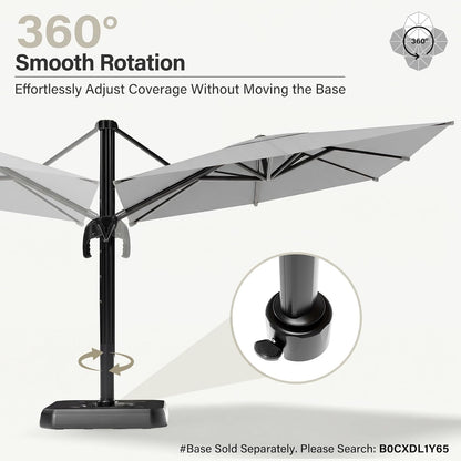 LAUSAINT HOME Cantilever Patio Umbrella, 360° Rotating Offset Umbrella with Aluminum Frame