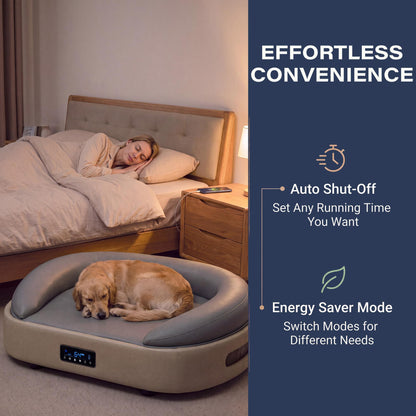 LAUSAINT HOME Heated &amp; Cooling Cat Bed with App Control, Temperature Control Dog Bed with Wear Resistant PU Leather