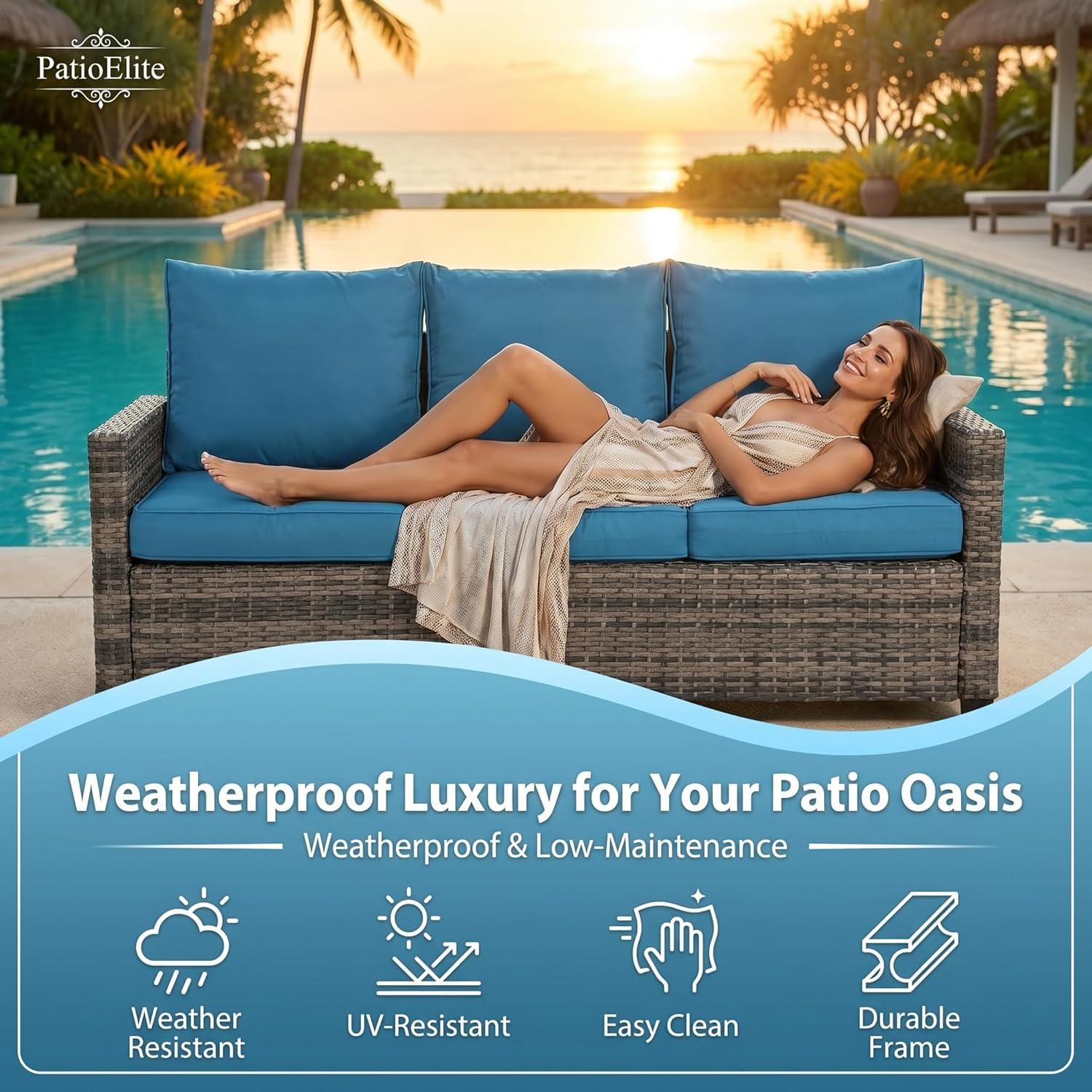 LAUSAINT HOME Outdoor Patio Furniture, Outdoor Sectional Sofa Patio Furniture Sets