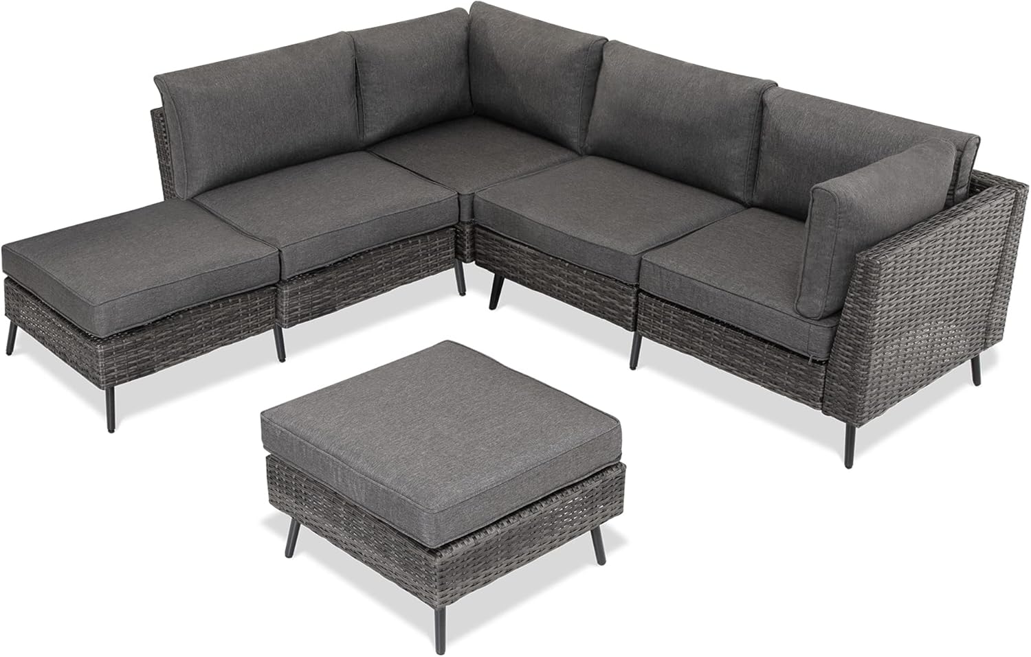 LAUSAINT HOME Outdoor Patio Furniture, 8 Piece Outdoor Sectional Sofa PE Rattan Wicker Patio Conversation Sets