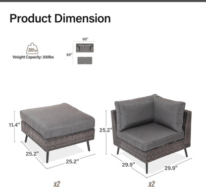 LAUSAINT HOME 4 Piece Outdoor Patio Furniture, Outdoor Sectional Sofa All Weather Grey