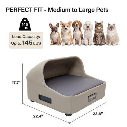 LAUSAINT HOME Heated &amp; Cooling Cat Bed with App Control, Temperature Control Dog Bed with Wear Resistant PU Leather