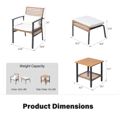 LAUSAINT HOME 3 Pieces Rocking Patio Bistro Set, Wicker Outdoor Conversation Set