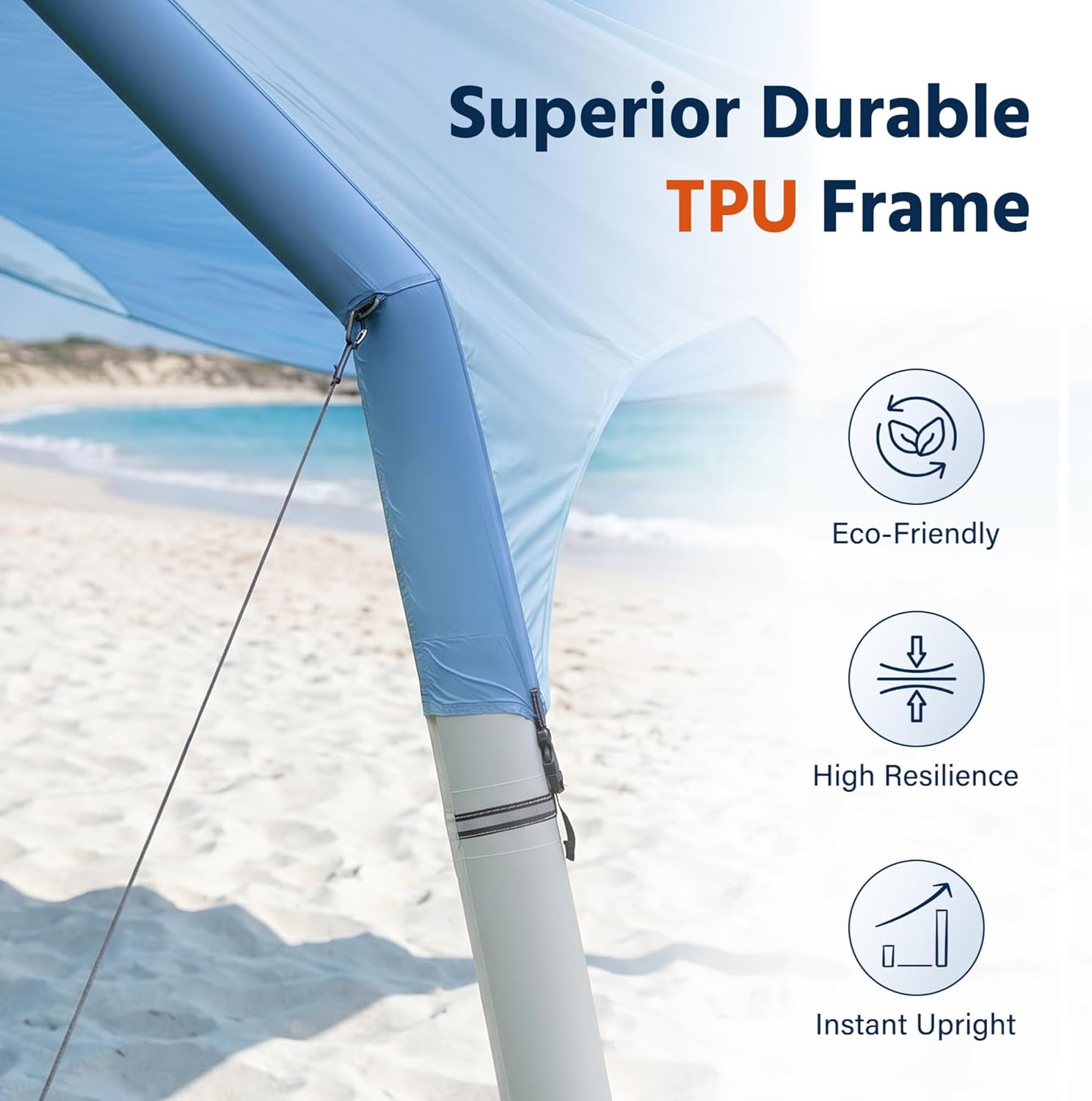 LAUSAINT HOME Shade Beach Tent Wind Sun Canopy, Inflatable Arch Beach Shade with Air Pump &amp; Poles, Portable Floating Wind-Powered Sunshade, UPF 50+ Sun Shelter for 4-8 People Family Camping Trips