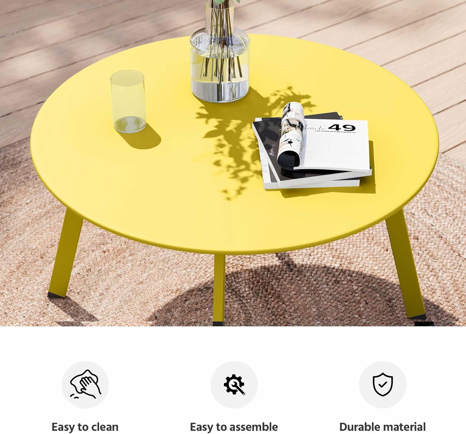 LAUSAINT HOME 27.6” Patio Round Coffee Table Metal Patio Side End Table Weather Resistant