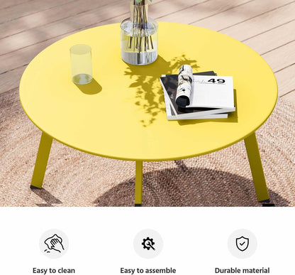 LAUSAINT HOME 27.6” Patio Round Coffee Table Metal Patio Side End Table Weather Resistant