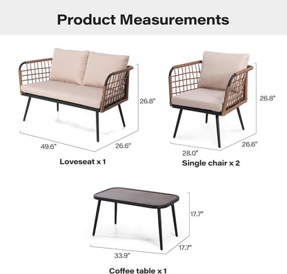 LAUSAINT HOME L-Shaped Outdoor Furniture Set, Wicker Rattan Patio Sectional