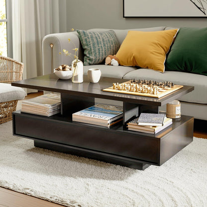 LAUSAINT HOME Coffee Table with Storage, 2-Tier LED Coffee Tables