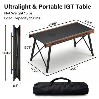 Modular IGT Camping Table, Height Adjustable Outdoor Portable Table with Folding Design, Folding Camp Table with Expandable Cooking Area for Picnic, BBQ and Patio