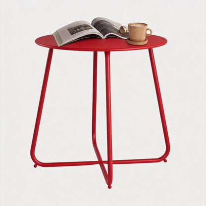LAUSAINT HOME 18" Outdoor Side Table, Small Round Patio Table with Adjustable Footpads