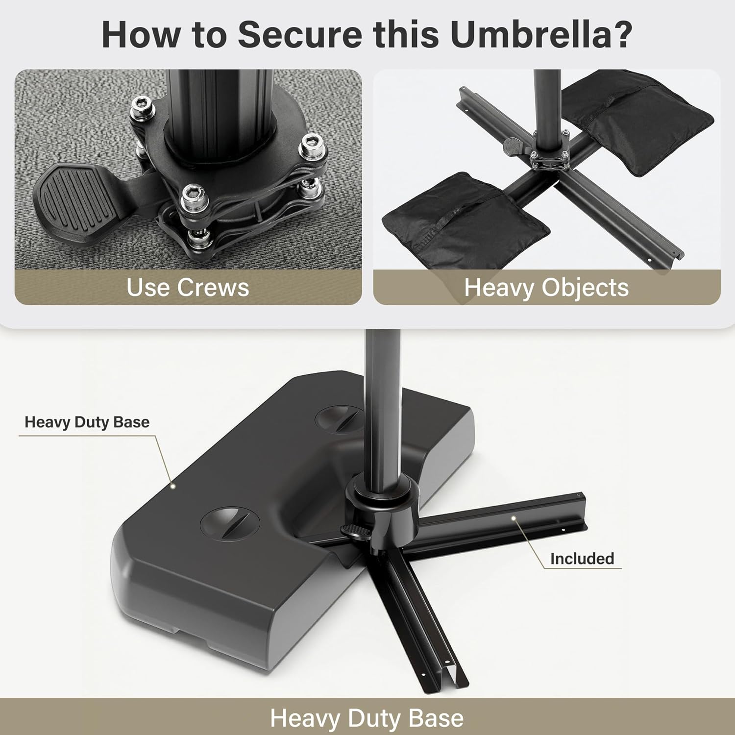 LAUSAINT HOME Cantilever Patio Umbrella, 360° Rotating Offset Umbrella with Aluminum Frame