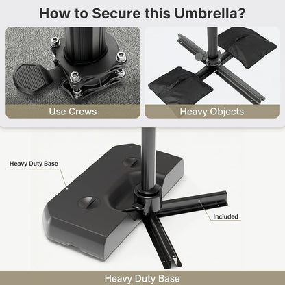 LAUSAINT HOME Cantilever Patio Umbrella, 360° Rotating Offset Umbrella with Aluminum Frame