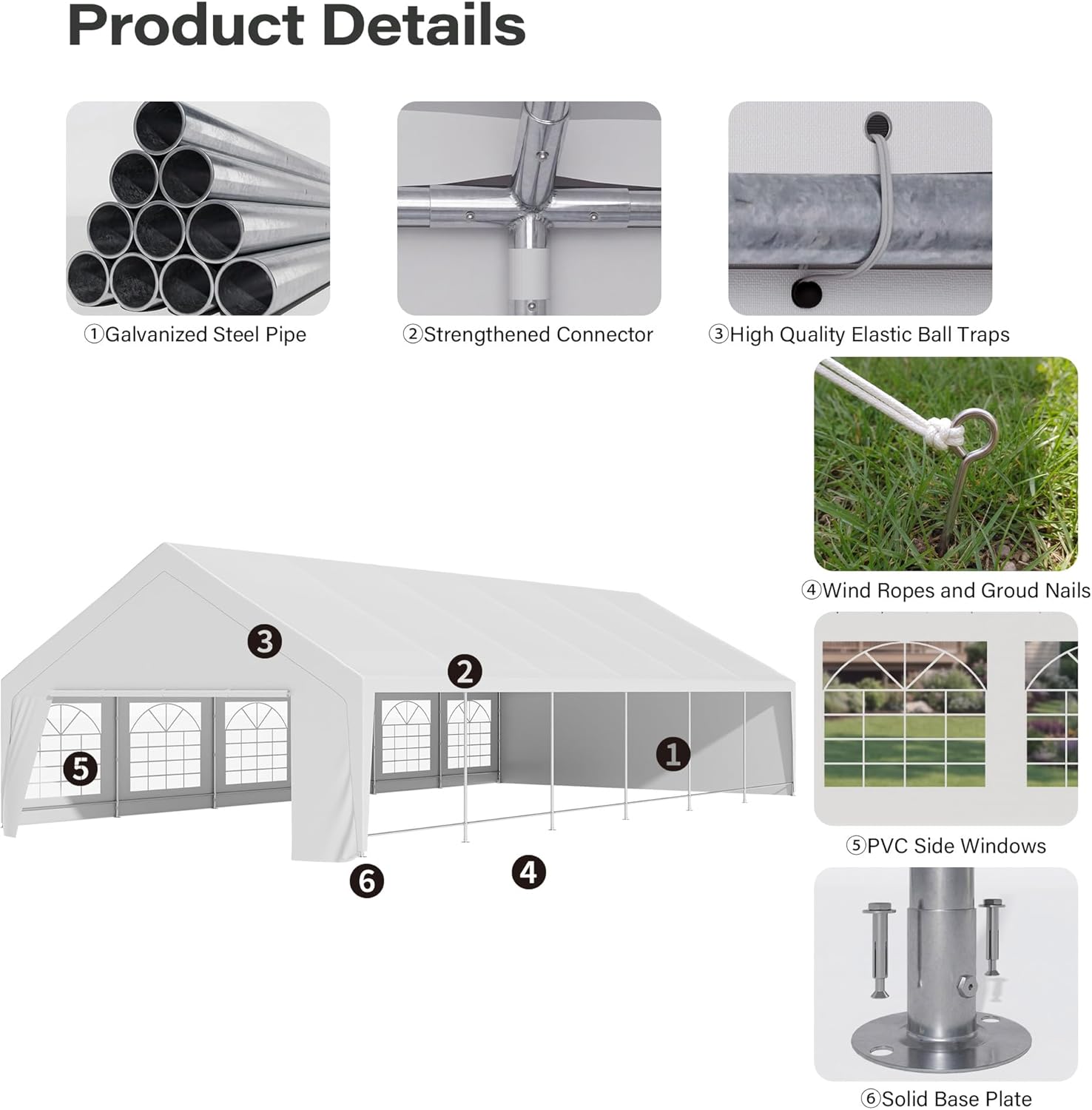LAUSAINT HOME Party Tent Canopy, Waterproof Heavy-Duty Event Shelter with Removable Sidewalls