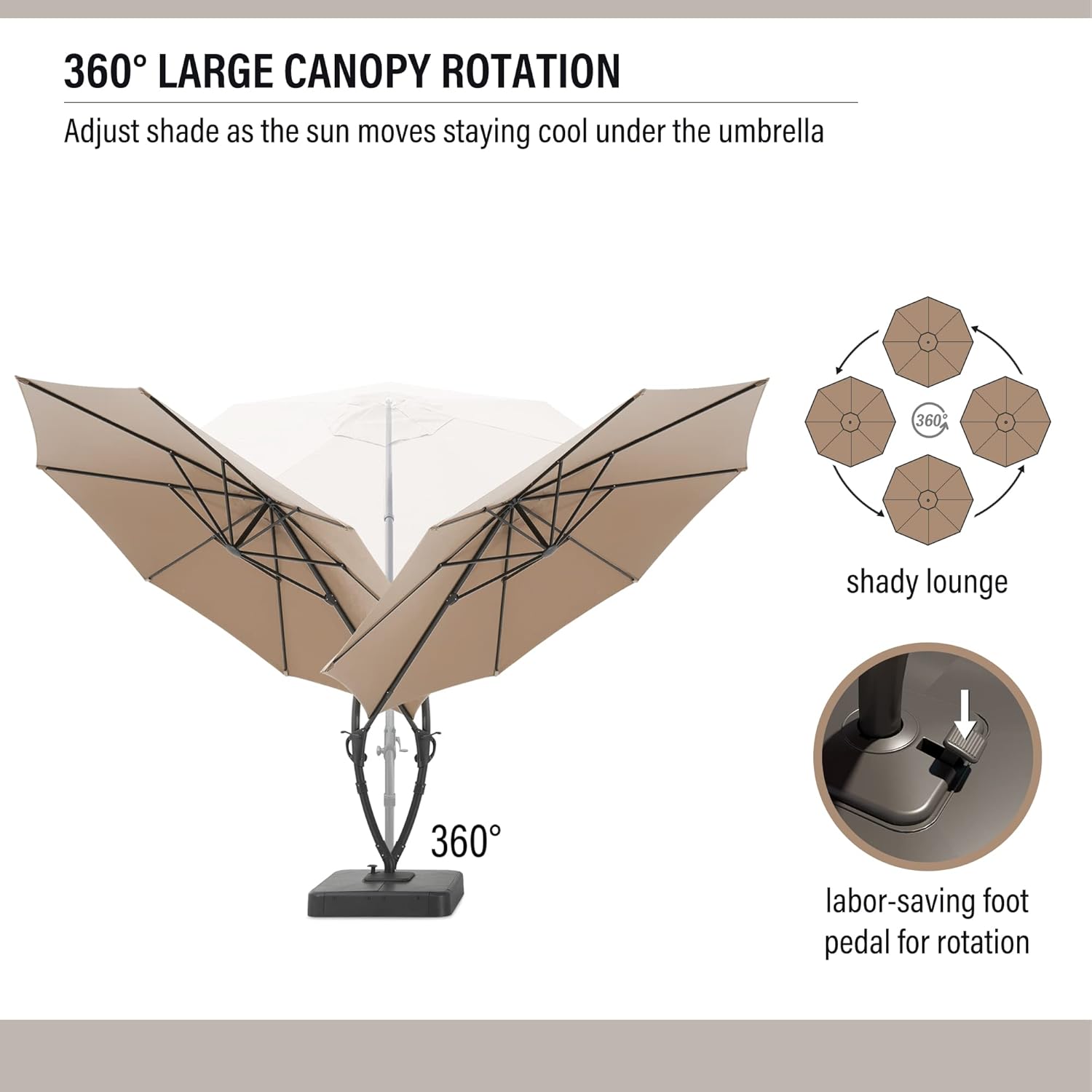 LAUSAINT HOME Outdoor Patio Umbrella with Base Included, Large Sun Shade Cantilever Umbrella Deluxe Curvy