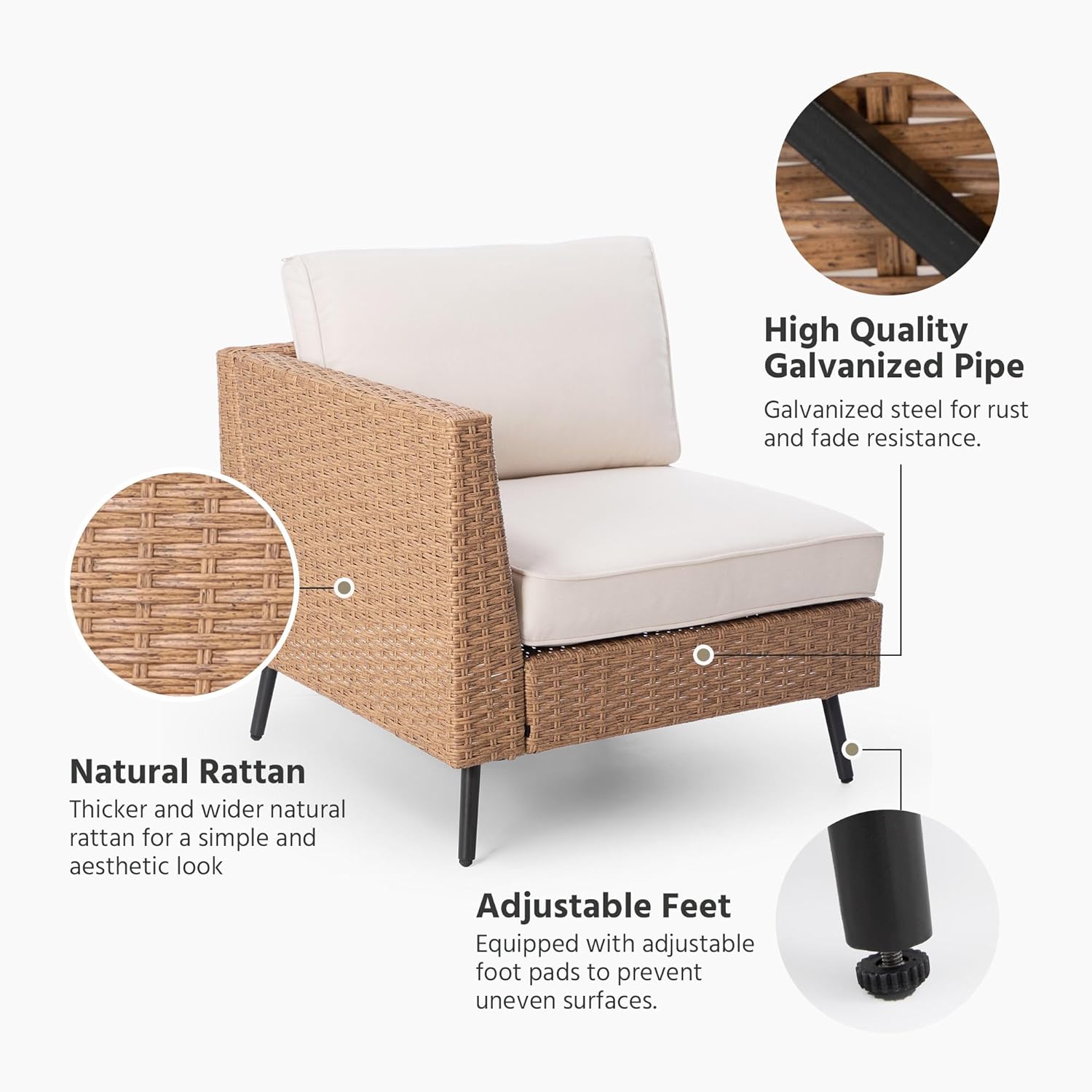 LAUSAINT HOME 6 Pieces Outdoor Patio Furniture Sets with Cushions and Storage Box