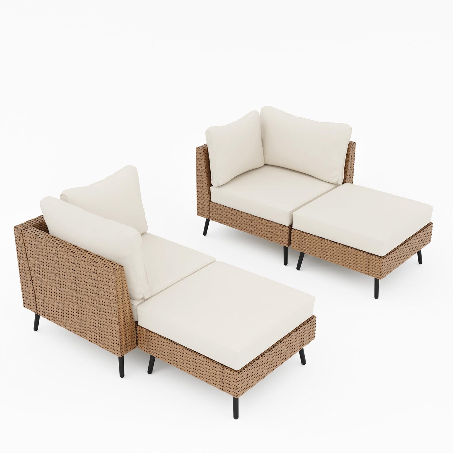 LAUSAINT HOME Outdoor Patio Furniture, 6 Piece Outdoor Sectional Sofa PE Rattan Wicker Patio Conversation Sets, All Weather Patio Furniture Set with Thick Cushions for Garden, Backyard(Beige)