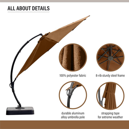 LAUSAINT HOME Outdoor Patio Umbrella with Base Included, Large Sun Shade Cantilever Umbrella Deluxe Curvy