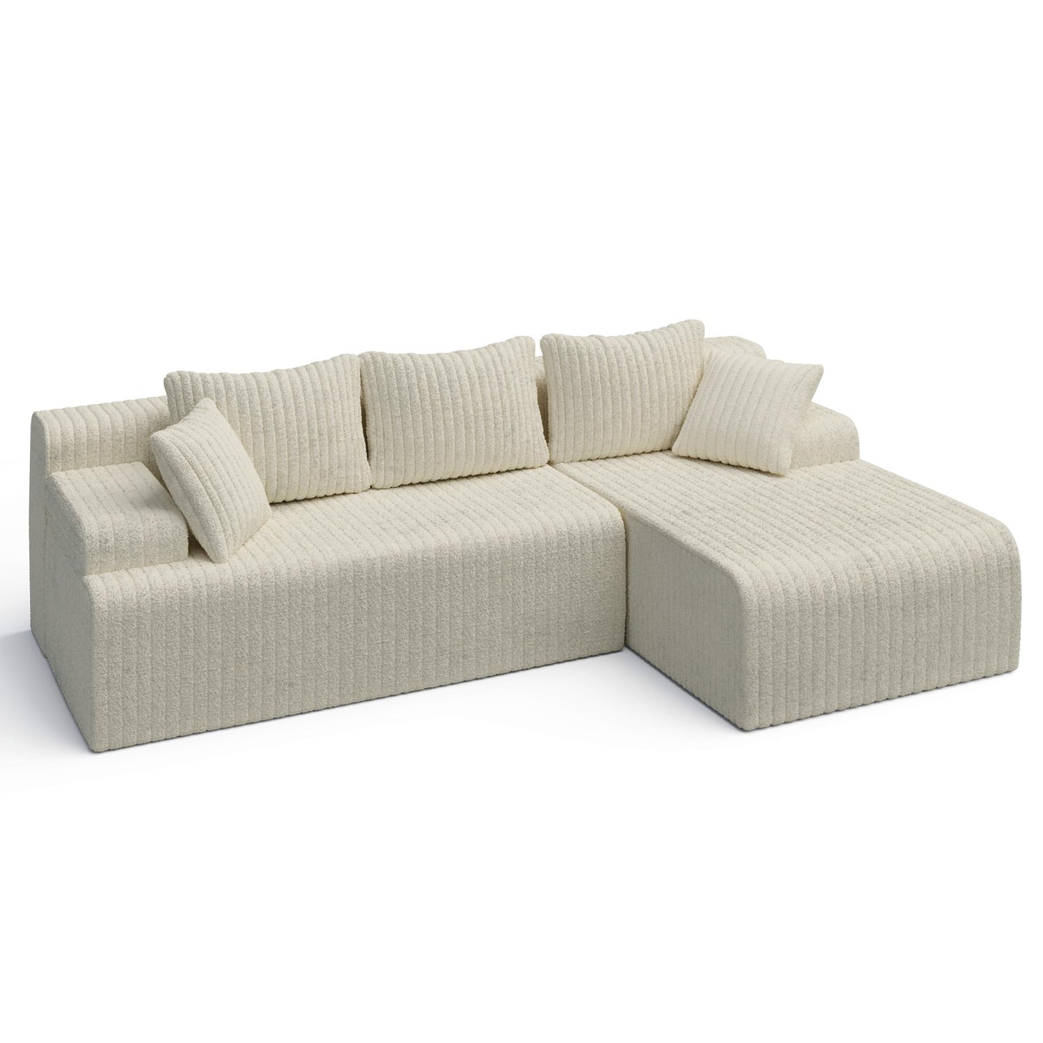 LAUSAINT HOME 96" Modular Sectional Sofa Couches, L-Shaped Boneless Cloud Sofa with 3 Deep Seat