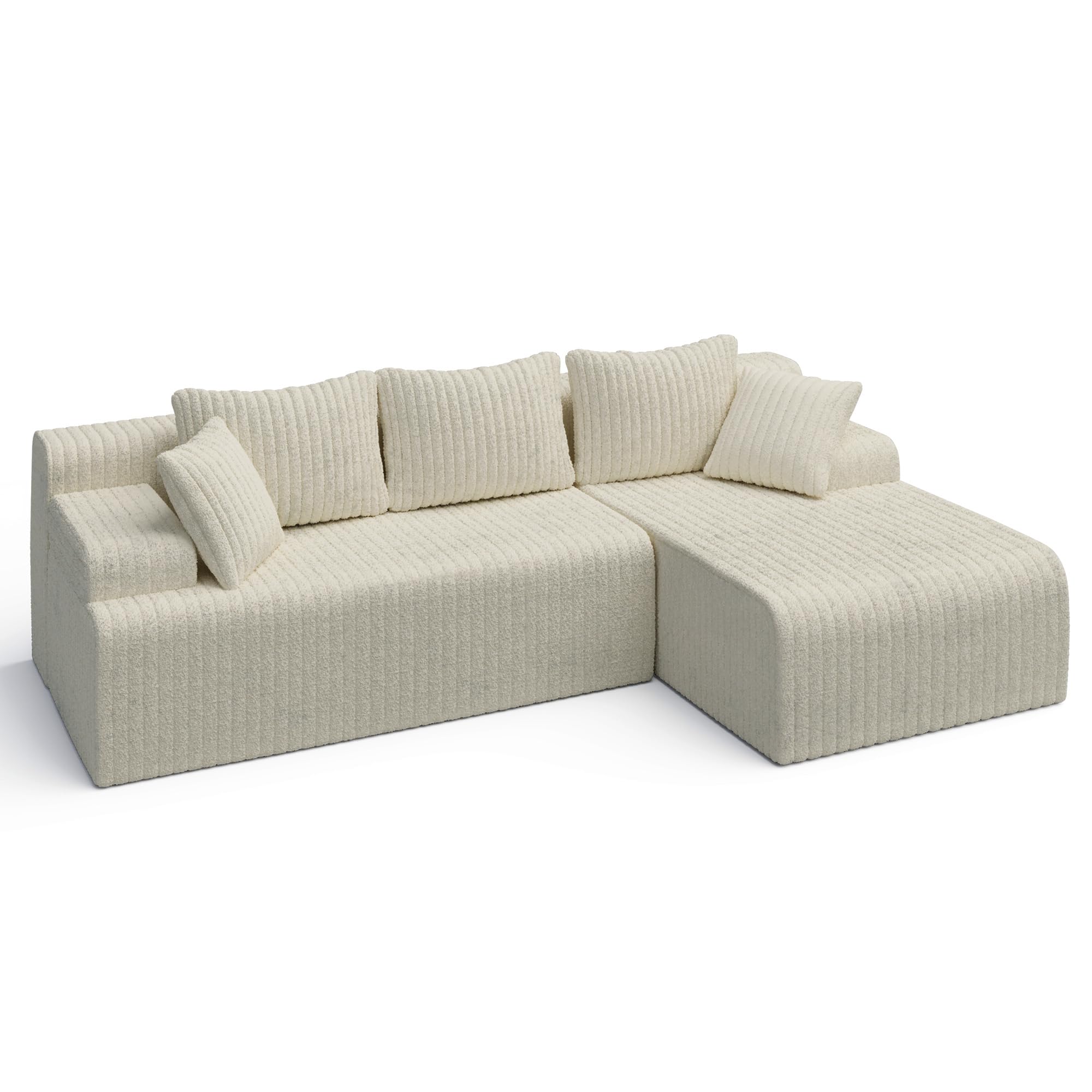 LAUSAINT HOME 96" Modular Sectional Sofa Couches, L-Shaped Boneless Cloud Sofa with 3 Deep Seat