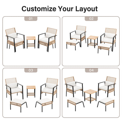 LAUSAINT HOME 3 Pieces Rocking Patio Bistro Set, Wicker Outdoor Conversation Set