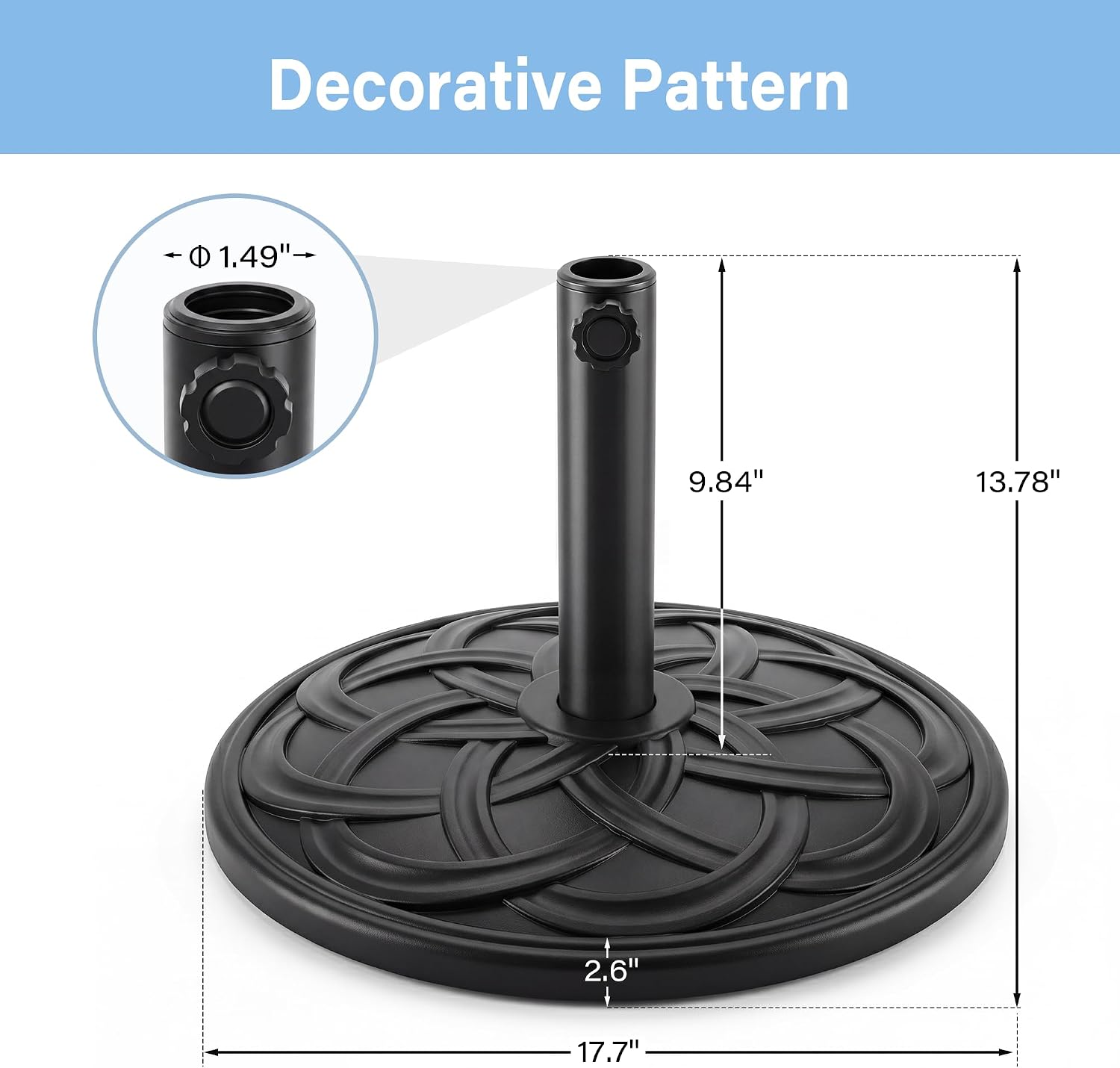 LAUSAINT HOME Round Resin Umbrella Base Stand Market Parasol Holder