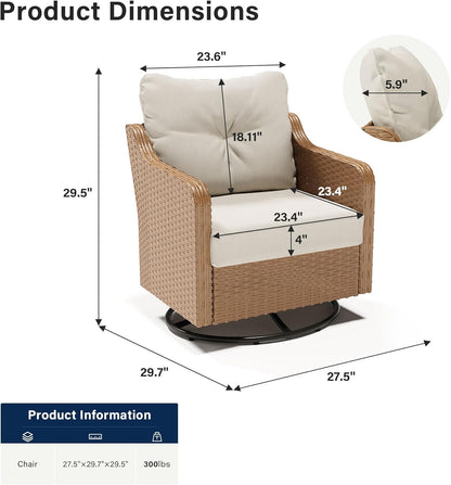 LAUSAINT HOME Outdoor Swivel Glider Rocker Chair, Premium Handwoven Wicker Patio Chair