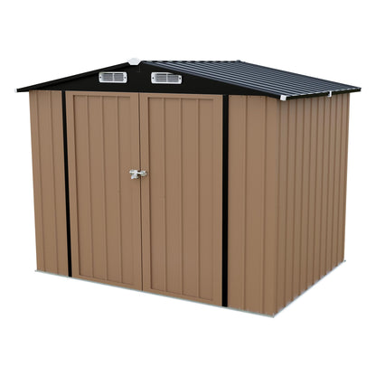 LAUSAINT HOME 10 x 3 FT 2-in-1 Metal Outdoor Storage Shed with Hardtop Gazebo, Lockable Galvanized Steel Lean-to Tool Shed with Sloped Roof, Black