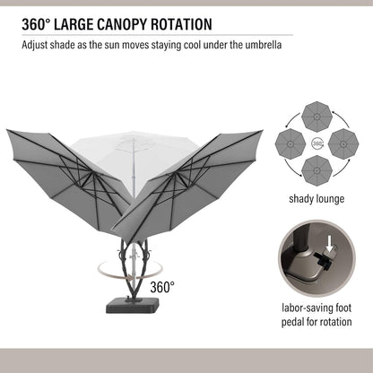 LAUSAINT HOME Outdoor Patio Umbrella with Base Included, Large Sun Shade Cantilever Umbrella Deluxe Curvy