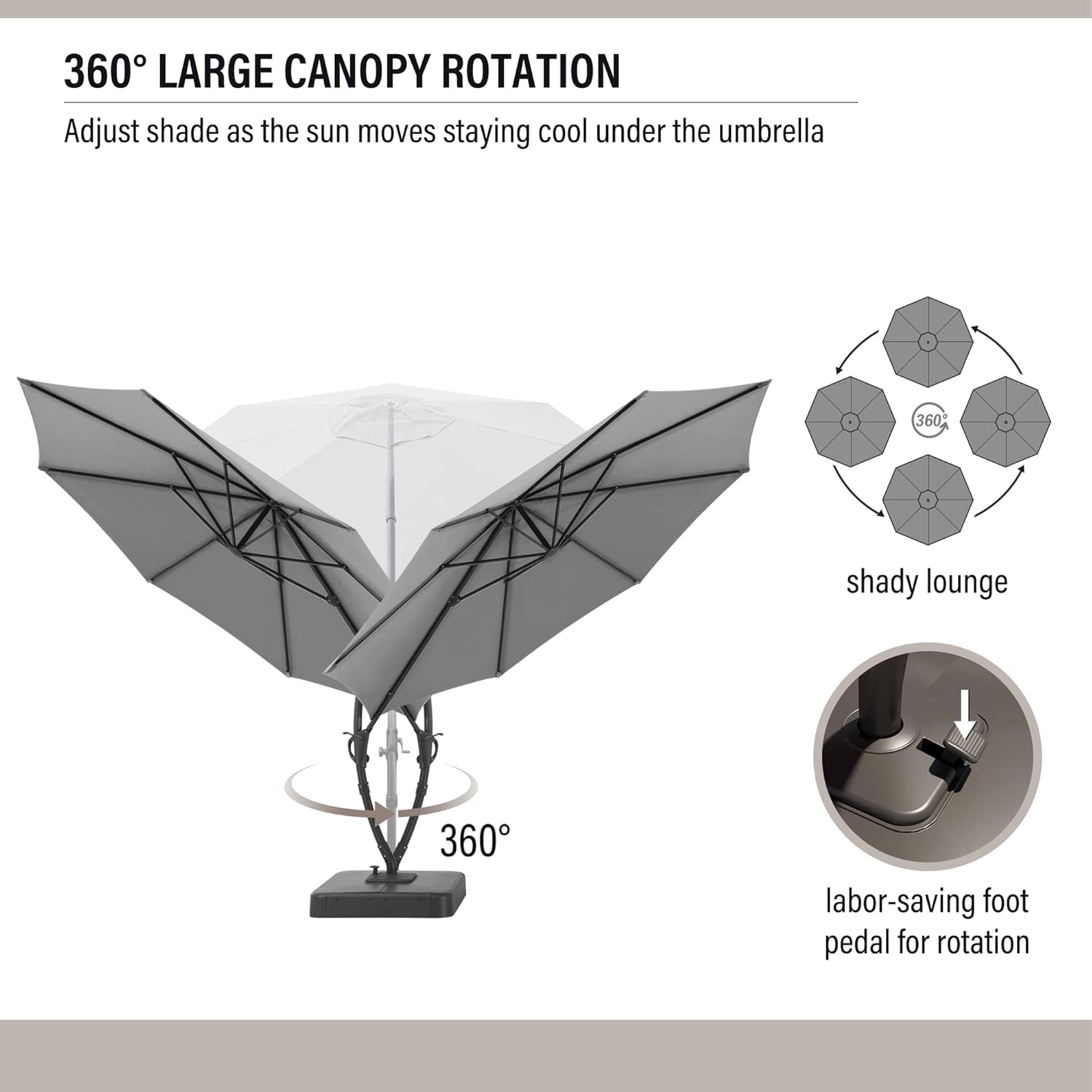 LAUSAINT HOME Outdoor Patio Umbrella with Base Included, Large Sun Shade Cantilever Umbrella Deluxe Curvy
