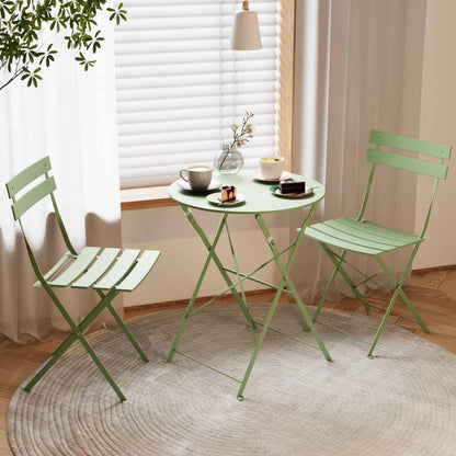 LAUSAINT HOME 3-Piece Steel Folding Bistro Set, Premium Weather-Resistant Patio Table &amp; 2 Chairs