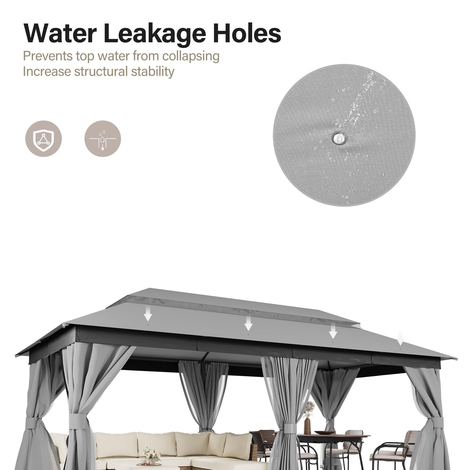 LAUSAINT HOME Semi-Permanent Outdoor Patio Gazebo 10&