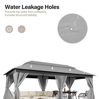 LAUSAINT HOME Semi-Permanent Outdoor Patio Gazebo 10&