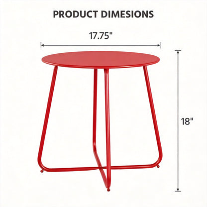 LAUSAINT HOME 18" Outdoor Side Table, Small Round Patio Table with Adjustable Footpads