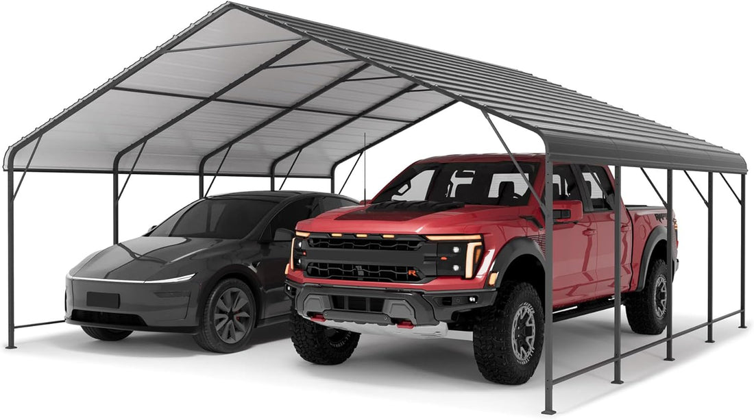 LAUSAINT HOME 20x20 FT Metal Carport Enhanced Base Heavy Duty Garage Carports