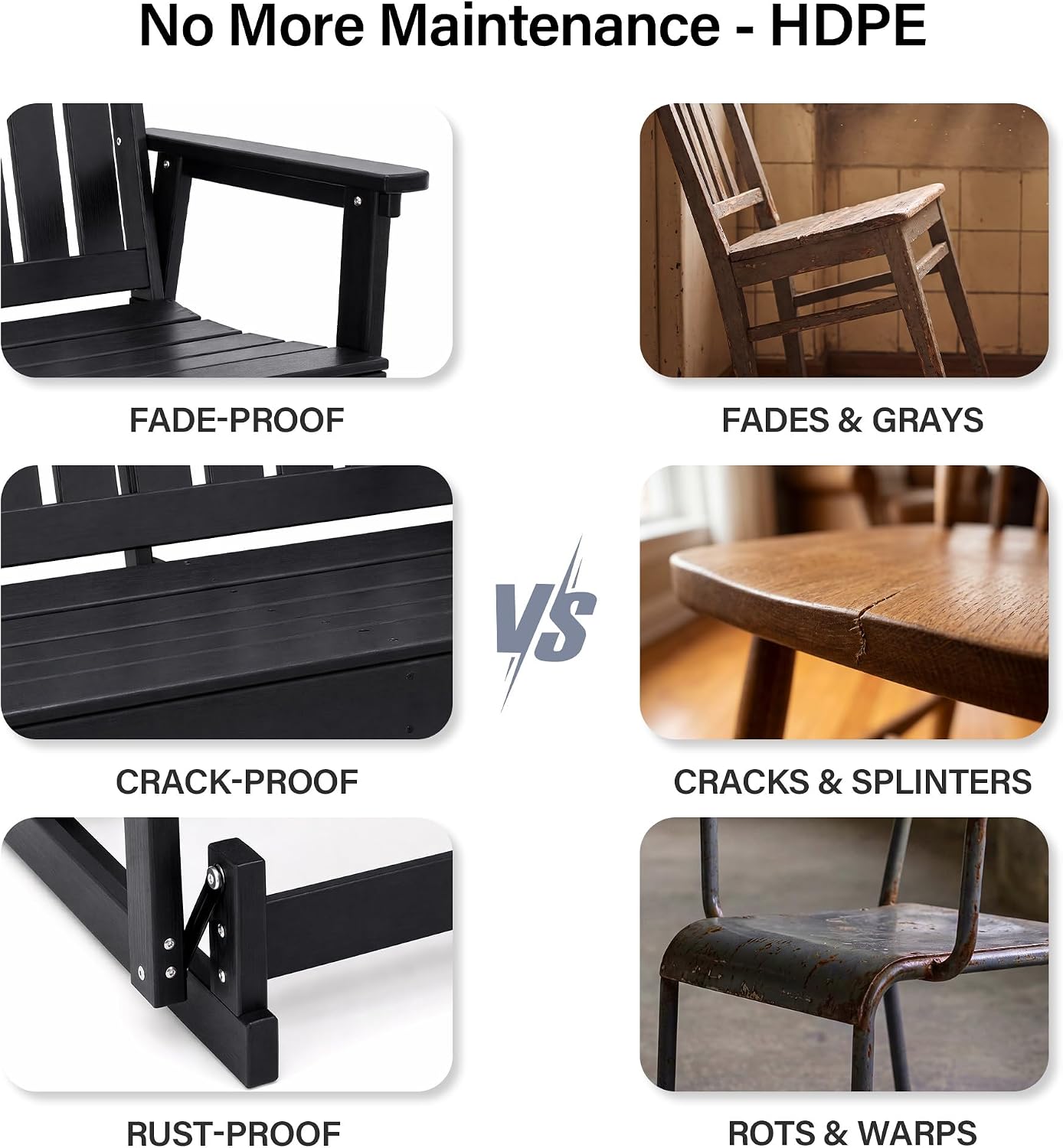 LAUSAINT HOME 2-Person HDPE Outdoor Glider Bench