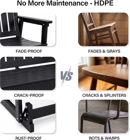 LAUSAINT HOME 2-Person HDPE Outdoor Glider Bench