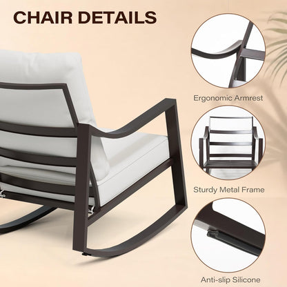 LAUSAINT HOME Outdoor Rocking Bistro Set, 3 Piece Patio Conversation Set