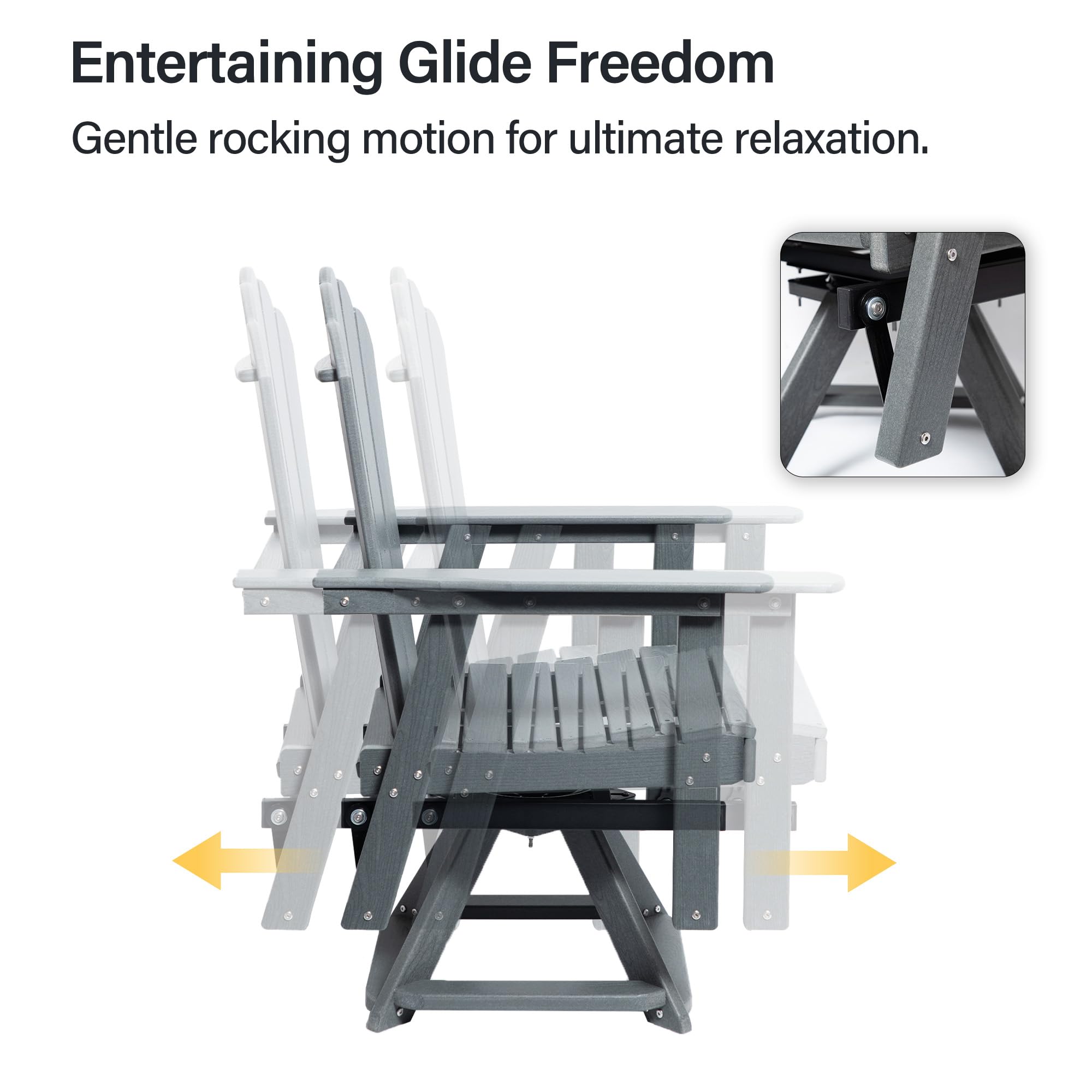 LAUSAINT HOME Swivel Adirondack Chair, Glider 360° Rotating Outdoor Patio HDPE Rocker Lounge Chair