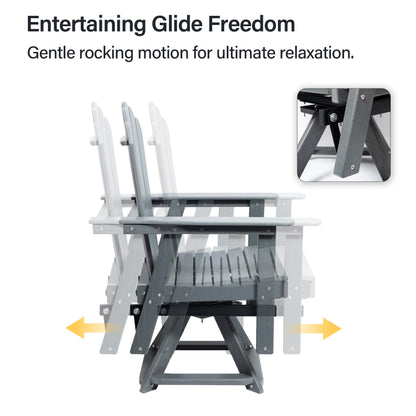 LAUSAINT HOME Swivel Adirondack Chair, Glider 360° Rotating Outdoor Patio HDPE Rocker Lounge Chair