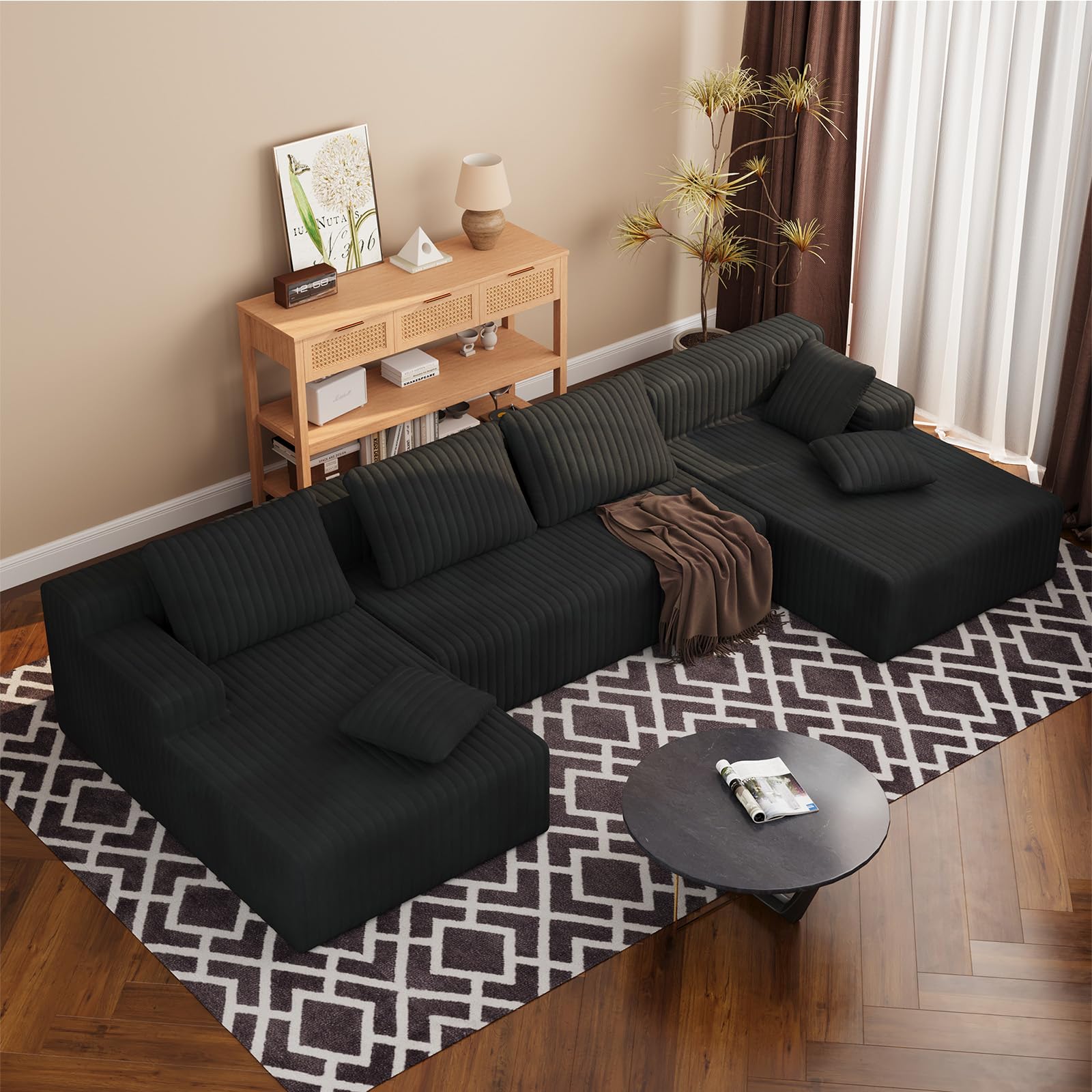 LAUSAINT HOME 96" Modular Sectional Sofa Couches, L-Shaped Boneless Cloud Sofa with 3 Deep Seat