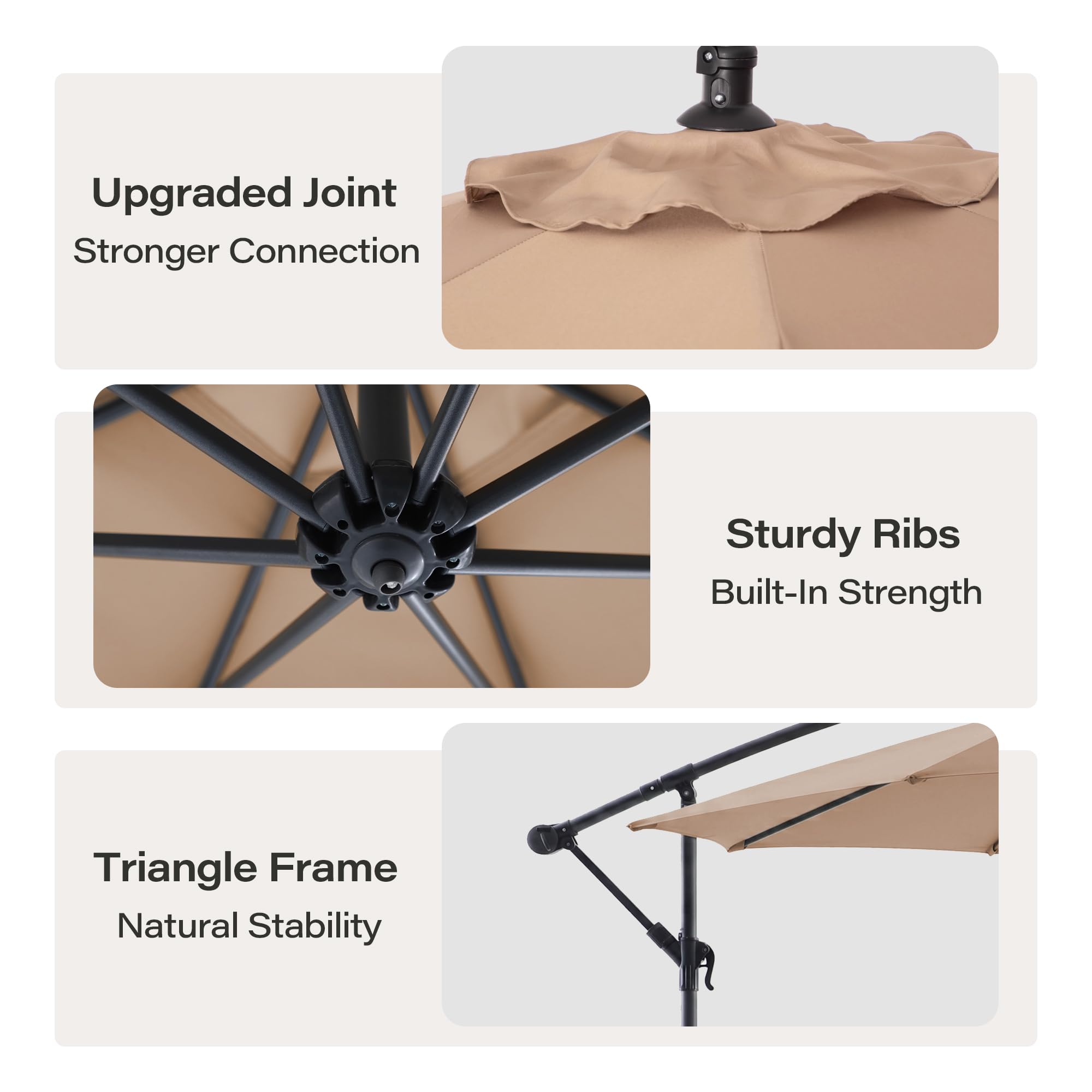 LAUSAINT HOME 10ft Offset Patio Umbrella, Cantilever Hanging Market Umbrella