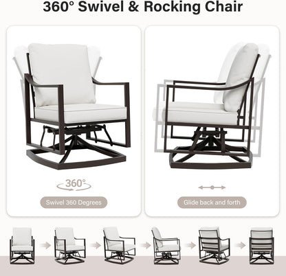 LAUSAINT HOME Outdoor Rocking Bistro Set, 3 Piece Swivel Glider Patio Conversation Set