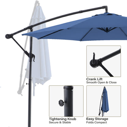 LAUSAINT HOME 10ft Offset Patio Umbrella, Cantilever Hanging Market Umbrella