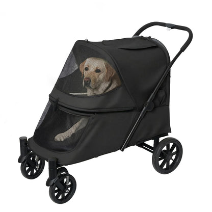 LAUSAINT HOME Pet Stroller, 4-Wheel Foldable Dog Cat Stroller for Medium/Large Pets