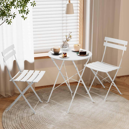 LAUSAINT HOME 3-Piece Steel Folding Bistro Set, Premium Weather-Resistant Patio Table &amp; Chairs