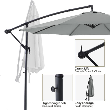 LAUSAINT HOME 10ft Offset Patio Umbrella, Cantilever Hanging Market Umbrella